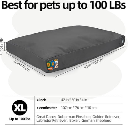 Sytopia 42-Inch Canvas Indestructible Outdoor Dog Bed, Waterproof &amp; Washable Removable Cover, Ideal for Medium &amp; Large Dogs, Chew-Proof Great for Indoor, Outdoor, Crate, Patio Use (Dark Grey)