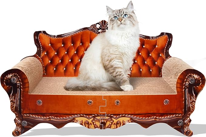 Sofa Shaped Scratching Couch,Thick Scratching Cardboard, Lounge Bed for Indoor Rest&amp;Play, Sofa Scratcher Pad (21.2" L X 12.2 "W X 11.8" H)