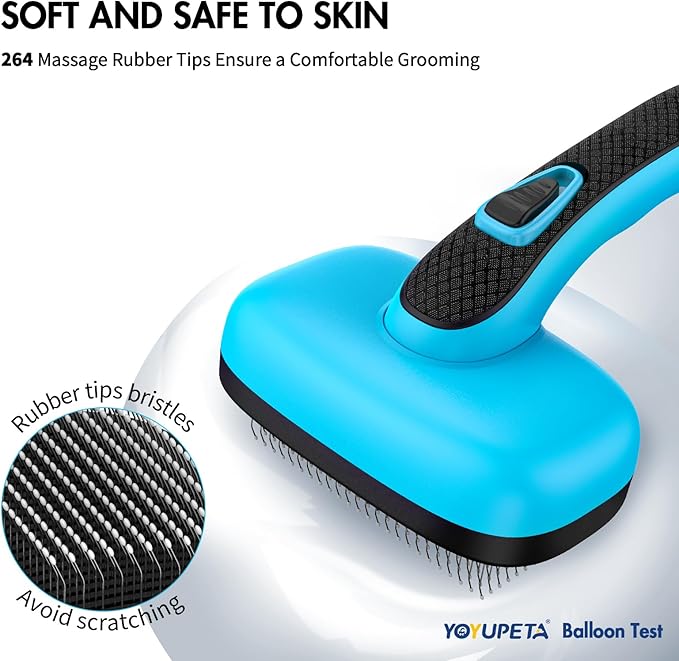 5 PCS Dog Grooming Brush Kit – Self Cleaning Slicker Brush for Shedding Short &amp; Long Haired Dogs &amp; Cats. Removes Loose Fur, Undercoat, Mats, Tangles. Suit for Small, Medium &amp; Large Pets. Blue