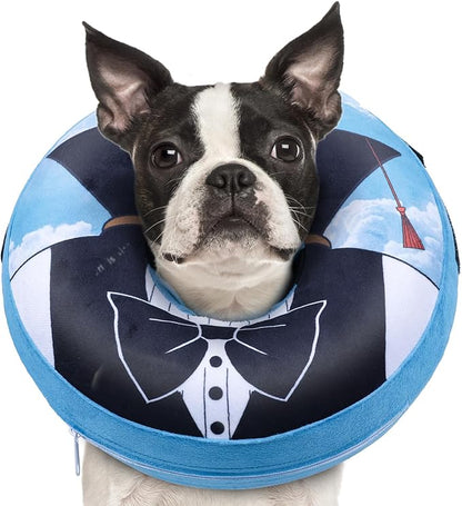 CuteBone Inflatable Dog Donut Collar with Removable Soft Fleece Covers for Small/Medium/Large Dogs and Cats After Surgery GWB13M