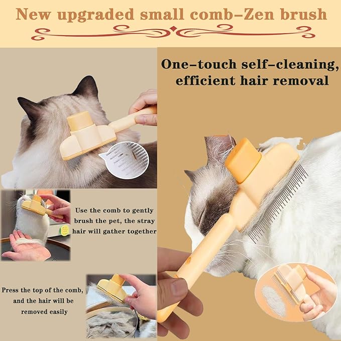 Groompro Deshedding Brush, Dog Brush for Shedding, Zen Brush for Cats,Cat Brushes Dog Brus Pet Hair Removal Tool, Painlessly Remove for Short &amp; Long Hair(L(5.3 inch))