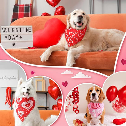 Weewooday 50 Pcs Dog Bandanas Bulk for Dogs Soft Bibs Adjustable Triangle pet Bandana for Small Medium Large Costume(Heart Pattern,31.5 x 21.7 x21.7 Inch)