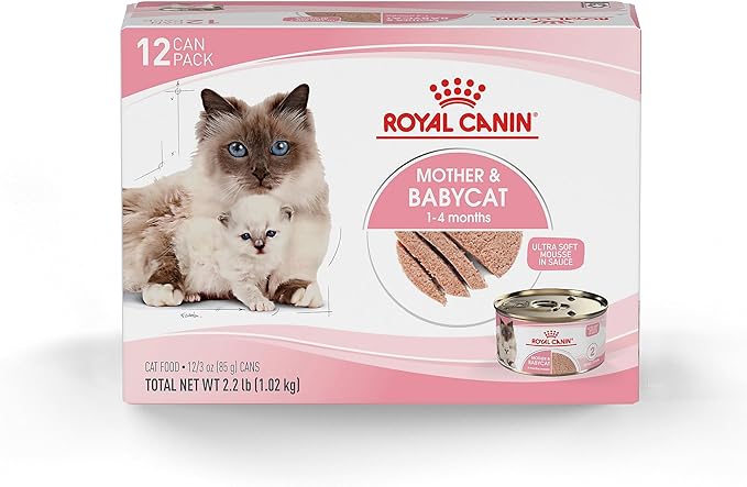 Royal Canin Feline Health Nutrition Mother &amp; Babycat Ultra Soft Mousse in Sauce Canned Cat Food, 3 oz can (12-count)