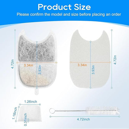 12 Set Cat Water Fountain Filter Replacements &amp; Sponges for 135 fl oz/4L Pet Fountain Drink Machine Dog Water Fountain, YPD-C004P YPD-C004S Water for Cats Drinking Fountain Pump Replacement