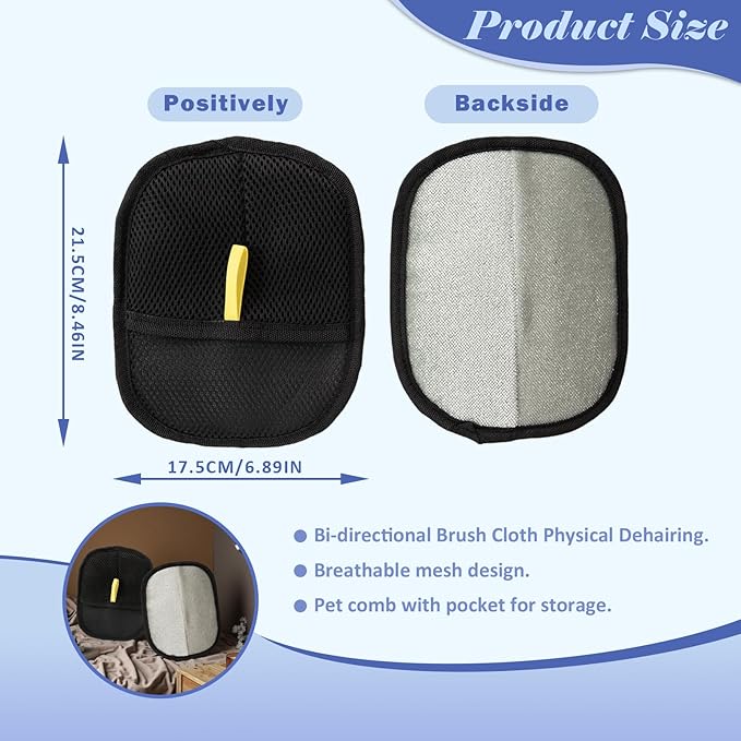 Pet Hair Removal Glove for Cats &amp; Dogs, Reusable Cat Dog Electrostatic Hair Remover, Efficient Grooming Gloves for Pet Hair, Pet Hair Removal Glove for Couch, Furniture, Carpet, Curtain (2 Pcs)