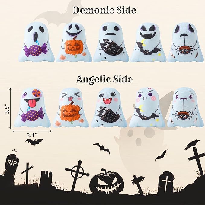 Dorakitten Catnip Toys Interactive Cat 5PCS Cats Chew Plush Ghost Toys &amp; Pet Stuffed Nip Pillow &amp; Kitten Best Kicker Toy Cute and Soft Teething Supplies for Moving Kitty Indoor