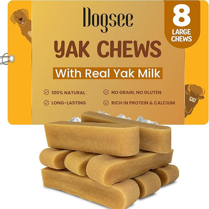 Dogsee Original Himalayan Yak Cheese Dog Chews 2lb (Large - 8 Bars) | Rawhide Free | Fight Plaque &amp; Tartar | Long Lasting | for Cleaning Teeth