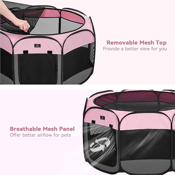 A4Pet Playpen for Dogs Indoor, 49” Dog Playpen Indoor with Bowl, Suitable for Puppies, Kittens, and Small Animals, Removable Zipper &amp; Mesh Panel(19”W × 12”H)
