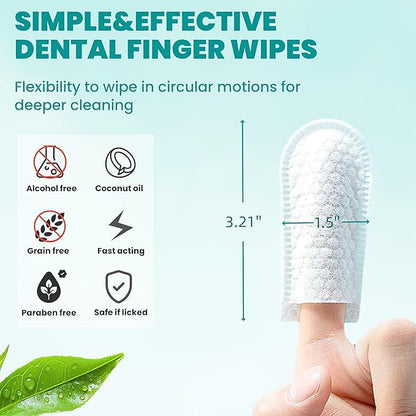 Dental Care Finger Wipes 60 Counts,Teeth Cleaning Finger Wipes for Dogs &amp; Cats,Reduces Plaque &amp; Supports Oral Freshness,Small Animal Stain Removers, Unscented