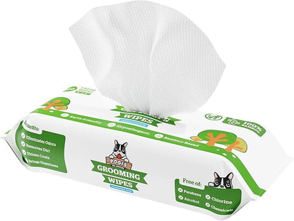 Pogi’s Dog Grooming Wipes – Hypoallergenic Pet Wipes for Paws, Body &amp; Butt – Cleaning &amp; Hydrating, Fragrance Free, 100-Count