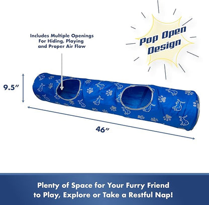 NFL Detroit Lions Cat Tunnel Tube Toy with Plush Football Catnip and Feathers Collapsible Tunnel for Cats to Play, Peek and Hide, Sporty &amp; Fun Cat Tunnel Toy with Team Logo All-Over Design!