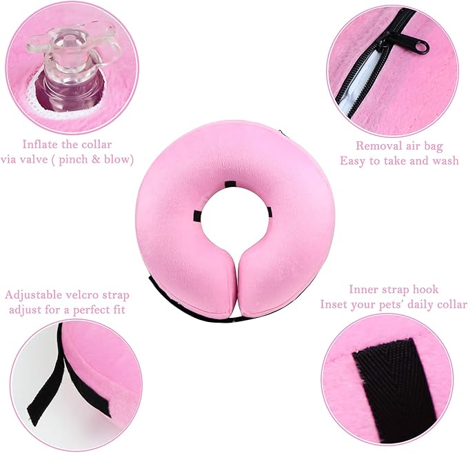 Katoggy Protective Inflatable Recovery Collar, Soft Blow-up Dog Cone Collar, Pet Donut Cone Collar, Comfy Elizabethan Collar After Surgery for Large Dog to Prevent from Biting &amp; Scratching, Medium