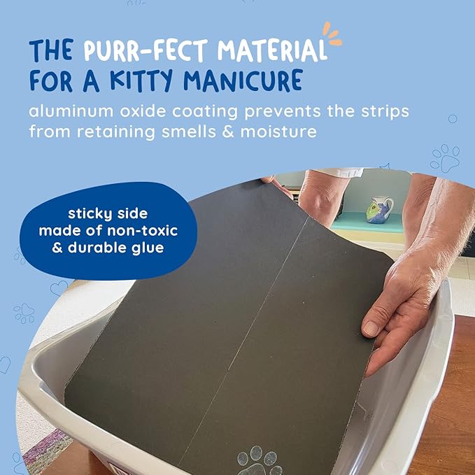 Kitty Cure Cat Nail File Scratcher, Odor-Resistant Litter Box Emery Board Scratcher Pad, No Peeling Needed, Waterproof, Non-Toxic &amp; Long-Lasting Cat Scratcher That Files Nails