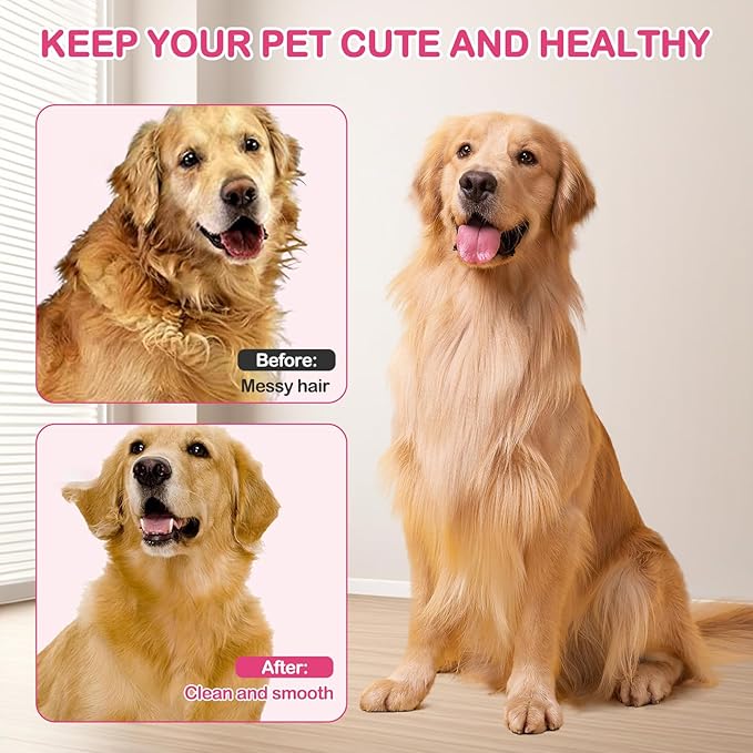 Pet Steam Brush for Dog &amp; Cat,3-in-1 Spray Hair Removal Comb,Pet Steam Groomer Comb,Water Brush for Long &amp; Short Haired Pets,Massage, Cleaning, Multifunctional Hair Removal Comb for Cats Dogs (Pink)