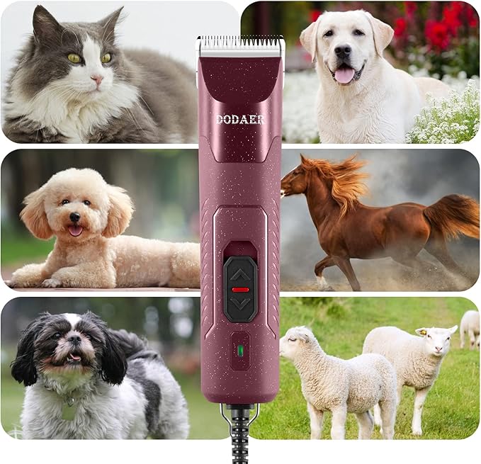 Professional Dog Grooming Electric Corded Clipper Super 2-Speed,Low Noise,Cool &amp; Quiet Running Design for Thick Heavy Coats,Dogs,Cats and Other Animal (Brown)