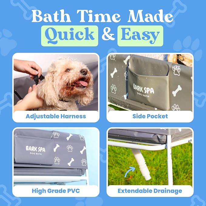 Dog Bath Tub - Free Brush &amp; Towel – Foldable &amp; Portable Dog Washing Station – Lightweight Dog Bath for Indoor &amp; Outdoor Grooming – Fits in Shower or Bath