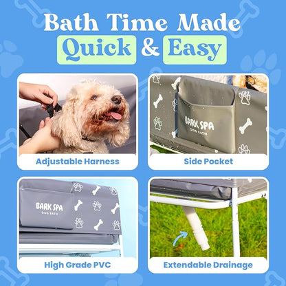 Dog Bath Tub - Free Brush &amp; Towel – Foldable &amp; Portable Dog Washing Station – Lightweight Dog Bath for Indoor &amp; Outdoor Grooming – Fits in Shower or Bath