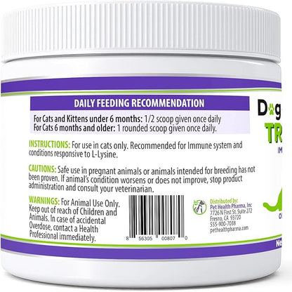 Trulysine Plus L-Lysine for Cats Immune Support Oral Powder 8oz/226g - Cats &amp; Kittens of All Age, Sneezing, Runny Nose Squinting, Watery Eyes-Fish &amp; Poultry Flavor (U.S.A)(225 Grams (900mg / Scoop))