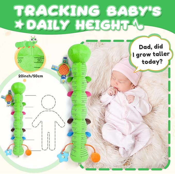 Baby Toys 0-6-12 Months,Musical Caterpillar Stuffed Animals Activity Infant Toys with Crinkle,Rattles,Mirror&amp;Pull String,Muti-Sensory Toys Gifts for Newborn Tummy Time,Kelly Green|Leafy