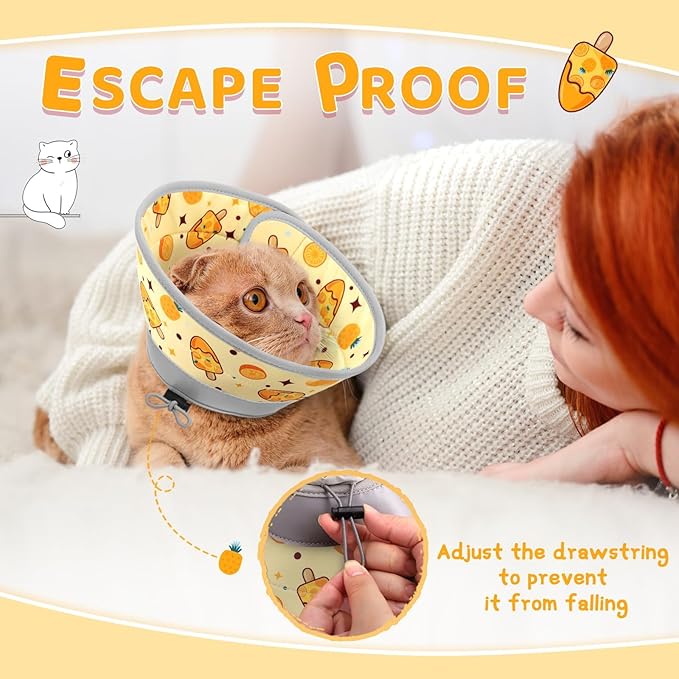 Cat Cone Collar Soft to Stop Licking, Adjustable, Foldable Lightweight Kitten Cones After Surgery Recovery for Cats &amp; Kittens, Cat Cone Alternative (Orange, L)