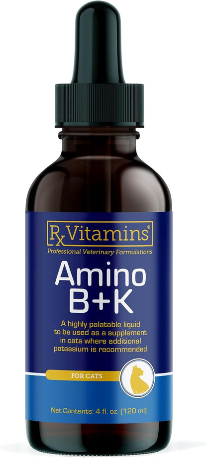 Rx Vitamins Amino B+K - Cat Vitamin B &amp; Potassium Supplement for Cats - with Amino Acids Taurine &amp; Lysine - Aids in Cat Kidney Support &amp; Immune Support for Cats - Liver &amp; Bacon 4oz