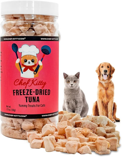 Freeze-Dried Tuna Treats for Cats &amp; Dogs – 100% Wild Caught, Single Ingredient, High-Protein, Healthy Snack – No Additives or Preservatives – 1.7oz - Inspected &amp; Tested in USA