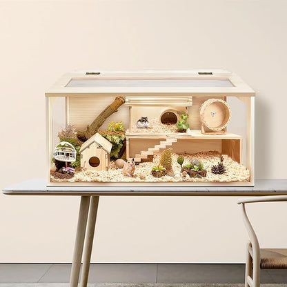 Prolee Hamster Cage Chew Proof, Mice and Rat Habitat Openable Top with Acrylic Sheets, Hamster Habitat Solid Built (32”L x 16" W x 16" H)