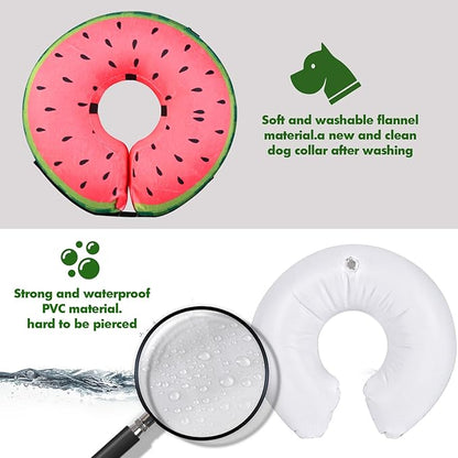 Katoggy Inflatable Dog Cone Collar for Dogs After Surgery, Soft Adjustable Blow up Donut E-Collar for Small Medium Large Dogs and Cats