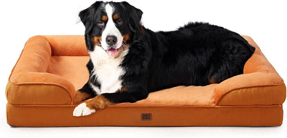 EHEYCIGA Orthopedic Dog Beds for Extra Large Dogs 44x32Inch, Waterproof Memory Foam XL Pet Bed with Sides, Non-Slip and Egg-Crate Foam Big Dog Couch Bed with Washable Removable Cover, Grey