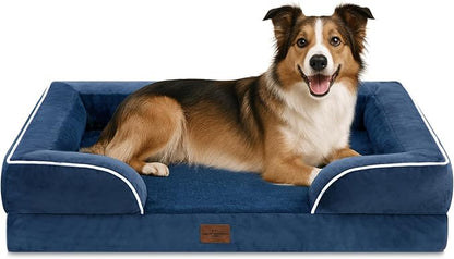Comfort Expression Large Dog Beds Waterproof Orthopedic Foam Dog Sofa Beds Comfy Pet Bed with Washable Removable Cover &amp; Non-Slip Bottom(Large,Navy Blue)