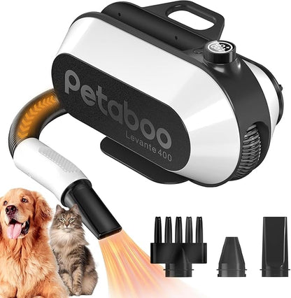 Dog Blow Dryer - Ultra-Quiet 40dB Cat Mode, 3-in-1 Nozzles &amp; Adjustable Speed/Temp, Negative Ion Technology, BLDC Motor for Fast Drying, Portable &amp; All-in-One Storage for Dogs &amp; Cats