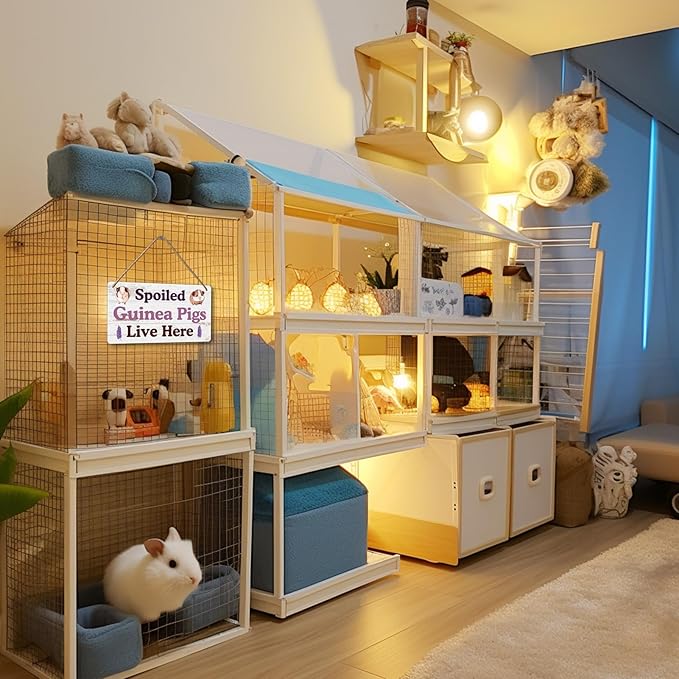Big Hamster Ball &amp; Guinea Pig Hideout - Stuffed Animals &amp; Accessories for Guinea Pig Cage - 12x6 In Wooden Sign