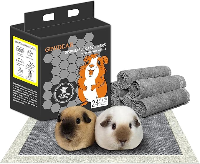 Guinea Pig Bedding, Disposable Guinea Pig Cage Liners, Charcoal Odor Controlling Absorbent Waterproof Pee Pads for Rabbits, Hamster and Other Small Animals. 18&
