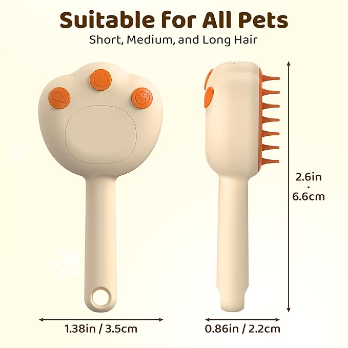 Steam Cat Brush, 6-in-1 Dog Brush Spritz Defur Comb, Steamy Skin Friendly Deshedding Grooming Tool, Suitable for Shedding &amp; Haired Pets, Pet Supplies Accessories,Yellow