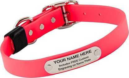 Biothane Custom Dog Collar – Waterproof, Stink-Proof Personalized Collar with Name &amp; Phone Number – Durable, Many Sizes and Colors – Assembled in USA – Assembled in USA (Hot Pink)