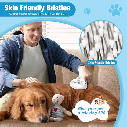 Steam Brush for Cats,4 in 1 Cat Steam Brush,Self-Cleaning Slicker Brushes for Dogs,Pet Spary Hair Removal Comb for Grooming Massage,Recharegable Cat Dog Hair Remover for Long&amp;Short Haired Dogs White