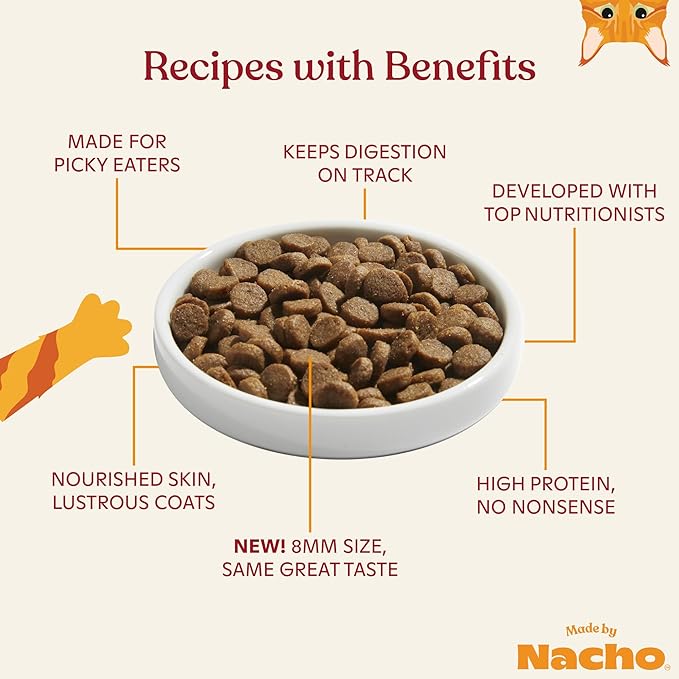 Made by Nacho Dry Cat Kibble 11lb Bag, High Protein and Grain-Friendly Premium Cat Food, Cage-Free Chicken &amp; Pumpkin Recipe, Infused with Bone Broth for Hydration, Limited Ingredients, Single Bag