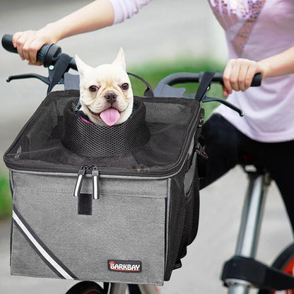 Pet Carrier Bicycle Basket Bag Pet Carrier/Booster Backpack for Dogs and Cats with Big Side Pockets,Comfy &amp; Padded Shoulder Strap,Travel with Your Pet Safety（Titanium）