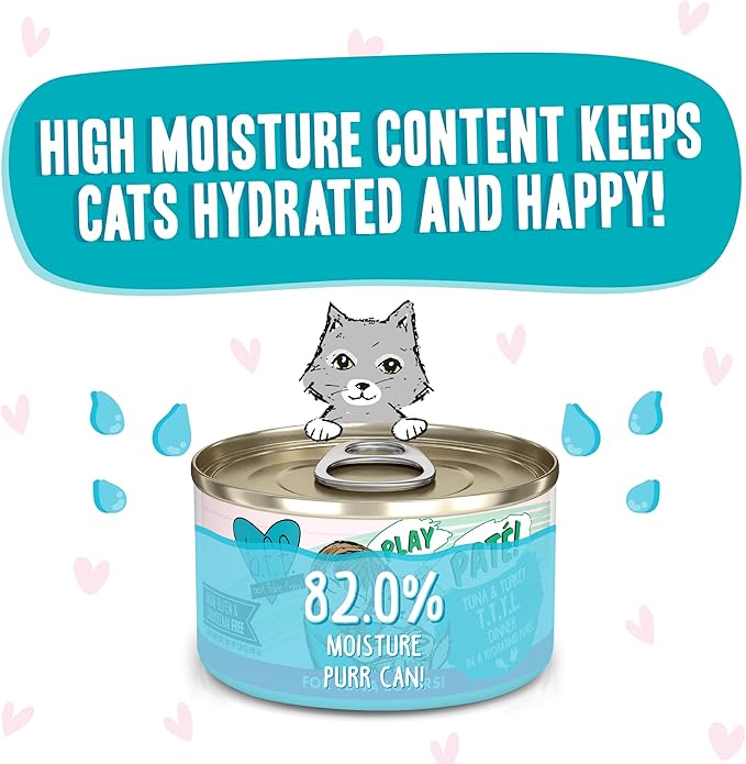 Weruva B.F.F. Play - Best Feline Friend Paté Lovers, Aw Yeah!, Tuna &amp; Turkey T.T.Y.L. with Tuna &amp; Turkey, 2.8oz Can (Pack of 12)