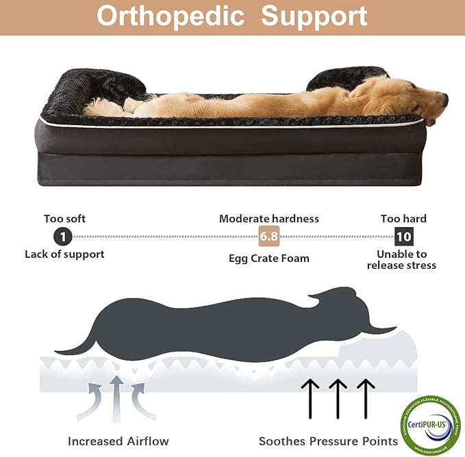 WNPETHOME Dog Beds for Large Sized Dogs, Washable Orthopedic Dog Couch Sofa Bed with Waterproof Lining &amp; Non-Skid Bottom for Pet Sleeping