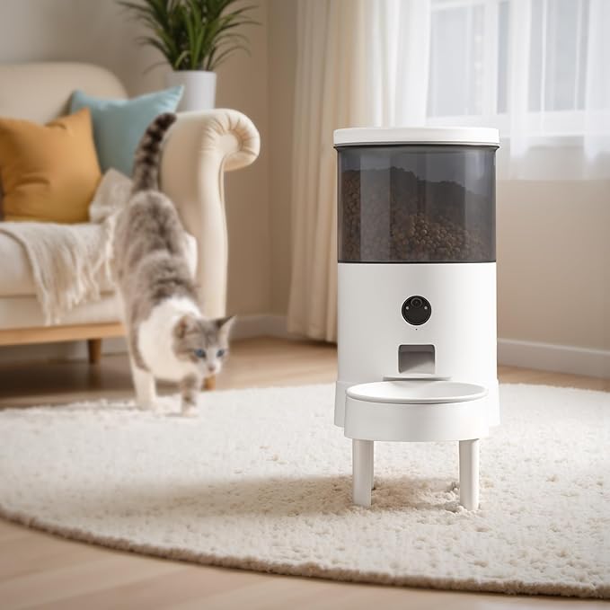 Warcat Vacuum Automatic Smart Cat Feeder with Timed Remote Control &amp; Visual Monitoring, APP-Enabled Pet Food Dispenser for Cats, Dogs &amp; Small Animals, Automatic Feeding Solution