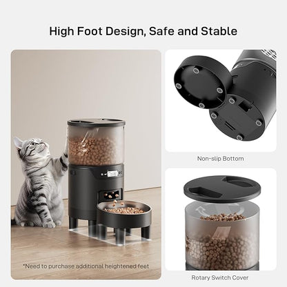Automatic Cat Feeder: 3L Auto Food Dispenser with Timed Feeding| 6 Meal Programmable&amp; 1-20 Portion Precise Control- Easy to Clean for Cat Indoor| Desiccant Keep Food Fresh with Staiess Bowl