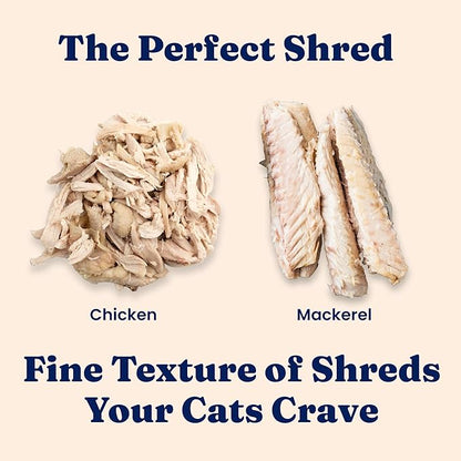 Solid Gold Wet Cat Food Shreds in Gravy - Healthy Canned Cat Food Made w/Real Chicken &amp; Mackerel Shreds, Vitamins &amp; Minerals - Grain Free &amp; Gluten Free Canned Meals for Cats &amp; Kittens - 24ct/3oz Can