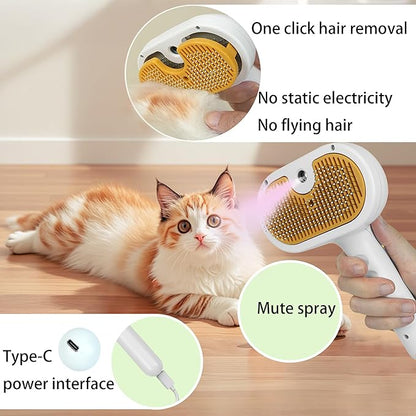 Cat Steam Brush for Shedding Dog Brush with Steam Pet Hair Cleaning Brush Comb for Spray 3 in 1 Pet Grooming for Long &amp; Short Haired Pets – Spritz Defur Comb for cats