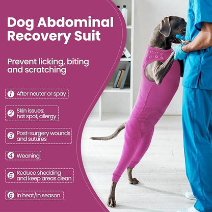 Nanaki Dog Wound Care Shirt, Dog Leg Sleeve To Stop Licking Rear Leg And Abdomen, Doggy Surgery Suit Female Spay,Doggy Onesie For Surgery Female Male, Pet Surgical Recovery Suit Pet Wound Heal Clothes