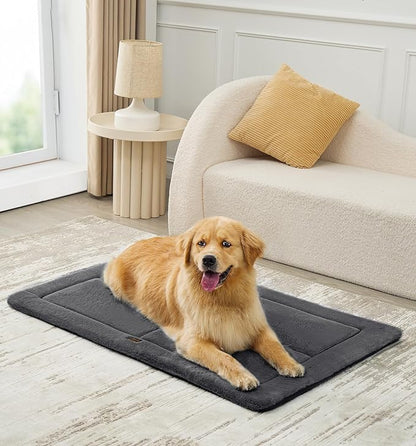 Made4Pets Dog Crate Pad Bed for Extra Large Dogs, Washable &amp; Reversible, Anti-Slip Kennel Mat for Cozy Sleeping, Soft Fluffy Dog Bed for Indoor &amp; Outdoor Use, 48"x30", Dark Gray