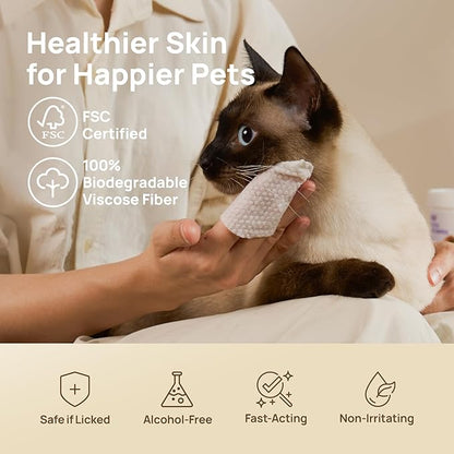 HICC PET Itch Relief Wipes for Dogs &amp; Cats, Rapidly Relieves Itching, Soothes Hot Spots and Skin Irritations Hypoallergenic Hot Spot Treatment Wipes, Skin Soother for Dogs - 200 Count