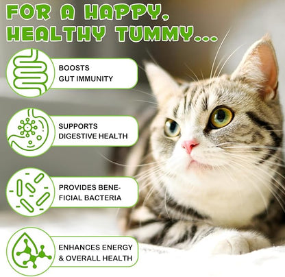 3-in-1 Probiotics for Cats with Digestive Enzymes &amp; Prebiotics – Supports Gut Health, Immune System &amp; Diarrhea Relief – 60ml for Cats of All Ages