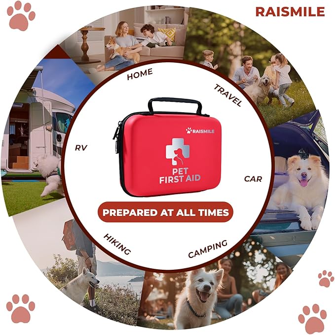 Dog First Aid Kit, Pet First Aid Supplies for Treat Dogs &amp; Cats in an Emergency, Ideal for Use at Home, Outdoors, Traveling