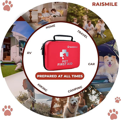 Dog First Aid Kit, Pet First Aid Supplies for Treat Dogs &amp; Cats in an Emergency, Ideal for Use at Home, Outdoors, Traveling